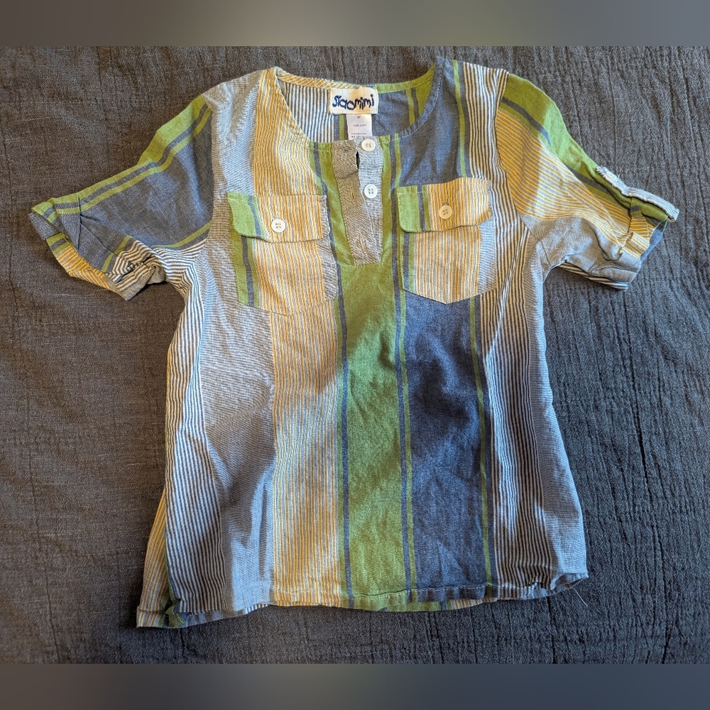 Siaomimi Multicolor Striped Kids Button Down Shirt